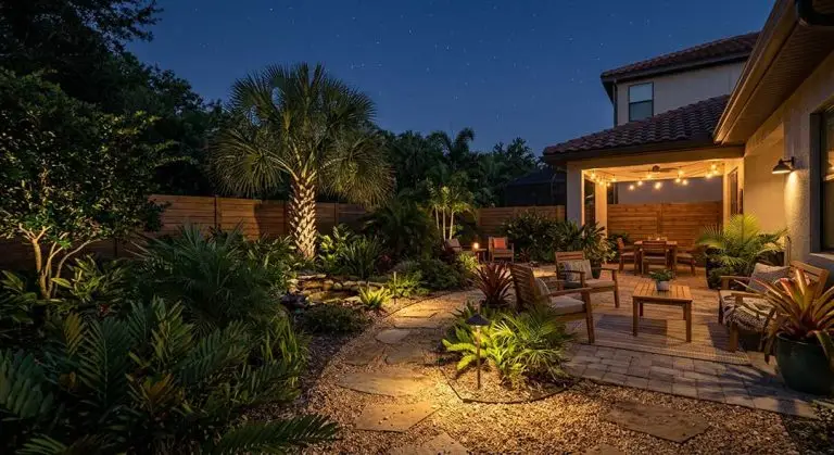 an example of a Florida residential home using eco-friendly, dark-sky compliant landscape lithging